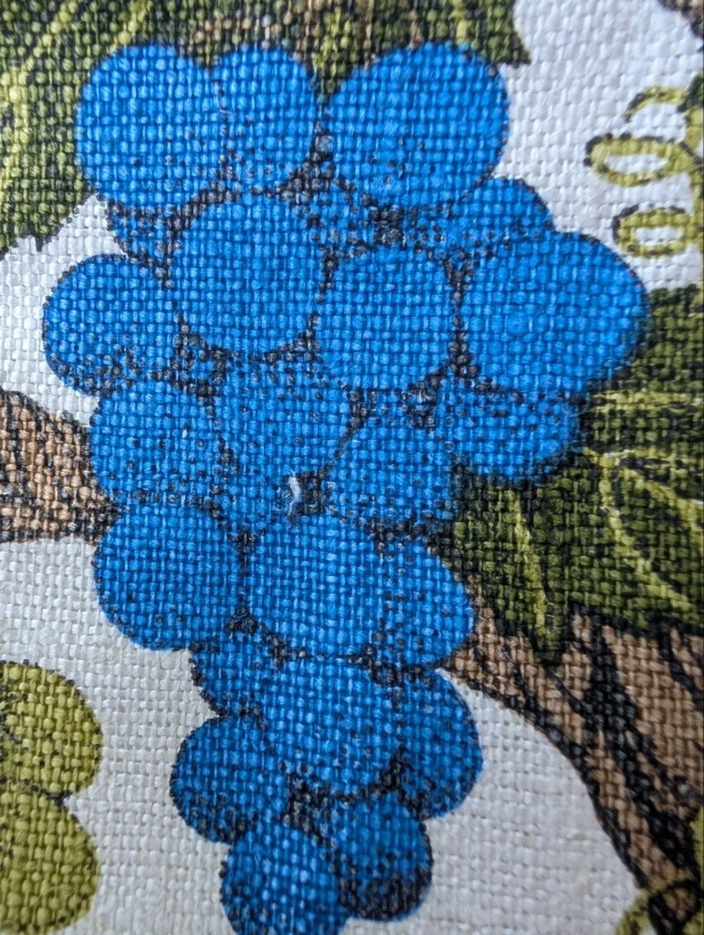 Vintage Lois Long Grape Vine Kitchen Towel in Blue, Purple, Olive